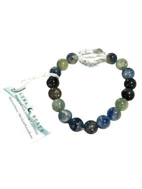 Genuine Kyanite & Quartz 14KT Gold Plated Brass Bracelet By Luna Norte